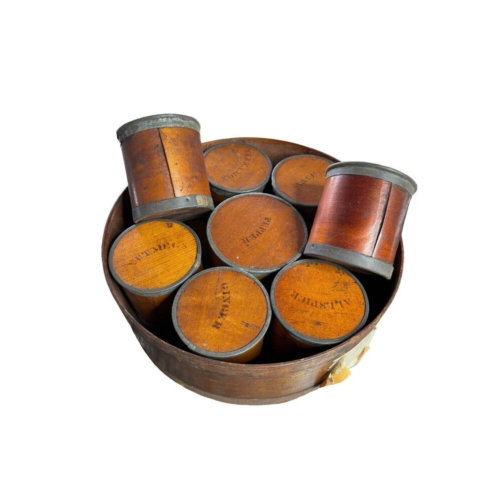 1888 Patent Package Co Spice Box Set Victorian Pantry Tins Antique Complete - Picture 7 of 14